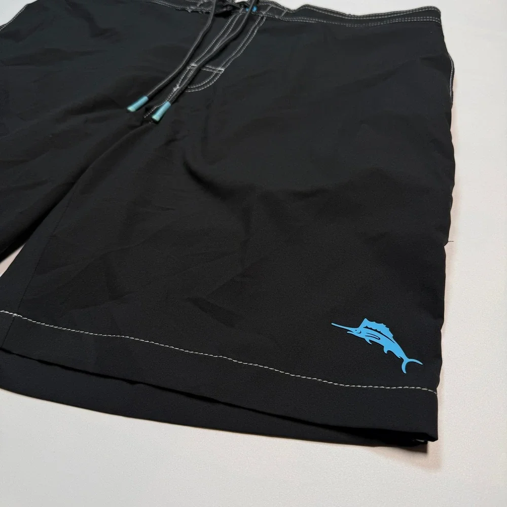 Tommy Bahama Mens XL Black Recycled Board Shorts Marlin Cargo Swim Trunk